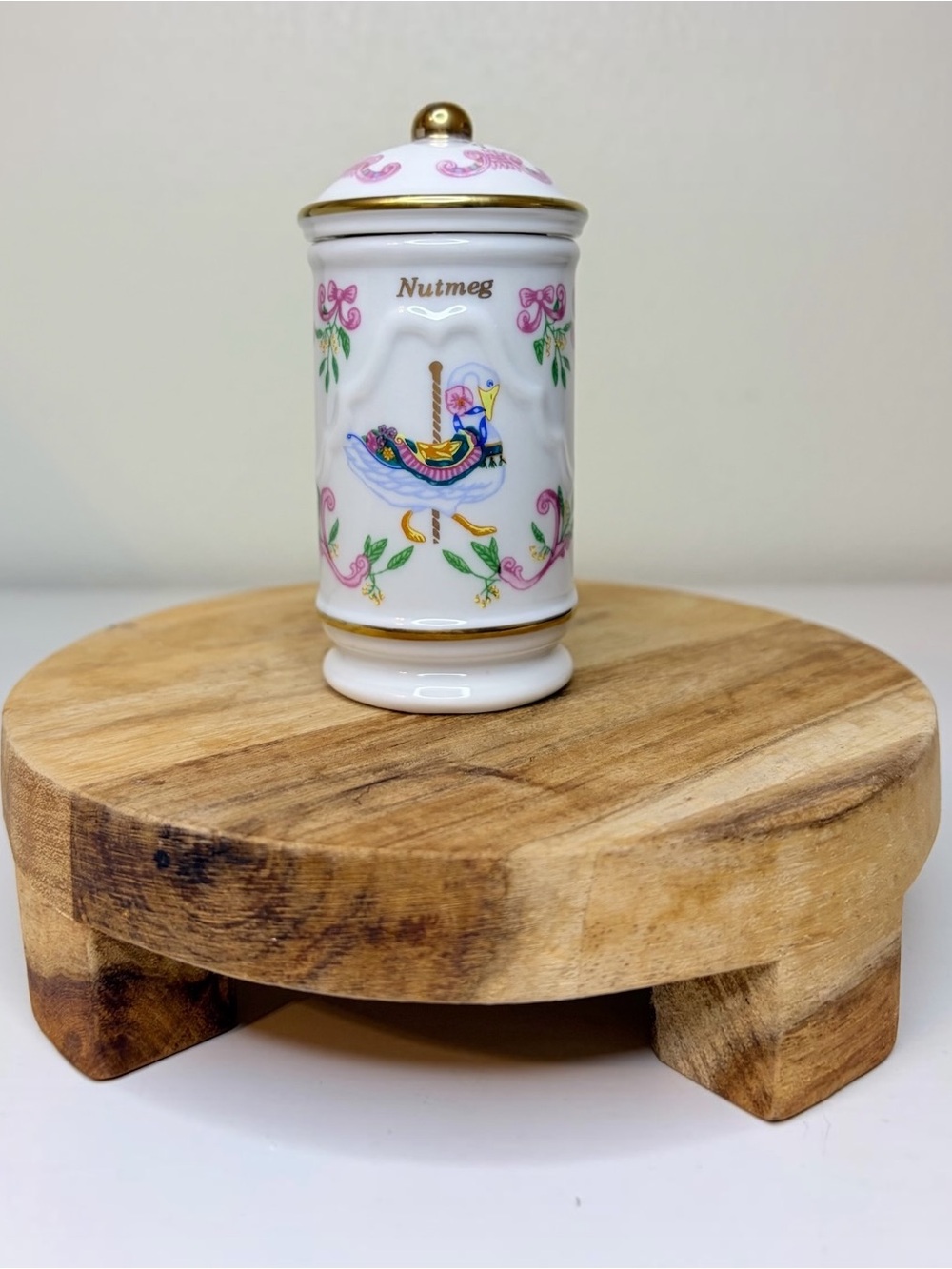 Lenox Floral Carousel Gold Porcelain Lidded Spice Jar